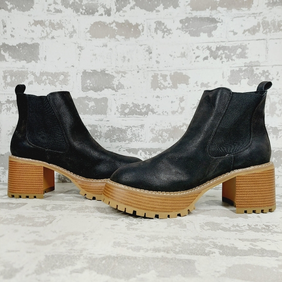 New Mia Alejandro Black Leather Platform Boots M703 - Picture 5 of 11